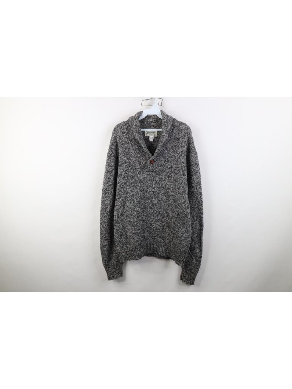 Vintage 90s American Eagle Outfitters Mens XL Blank Wool Shawl Sweater Gray USA